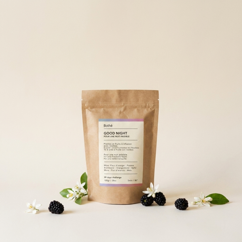 Sachet GOOD NIGHT Bothé, infusion de rooibos, mûre et fleur d’oranger